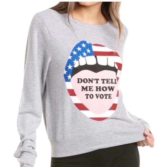 NWT - Wildfox Don't Tell Me How To Vote Baggy‎ Beach Jumper in Heather Gray - Picture 1 of 3